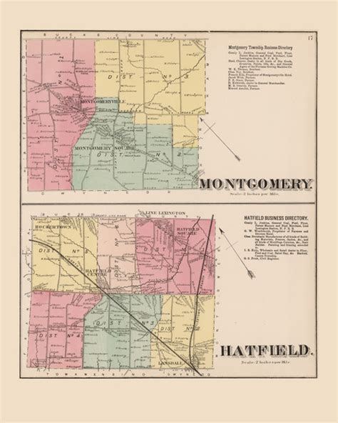 Montgomery And Hatfield Pennsylvania 1871 Old Map Reprint