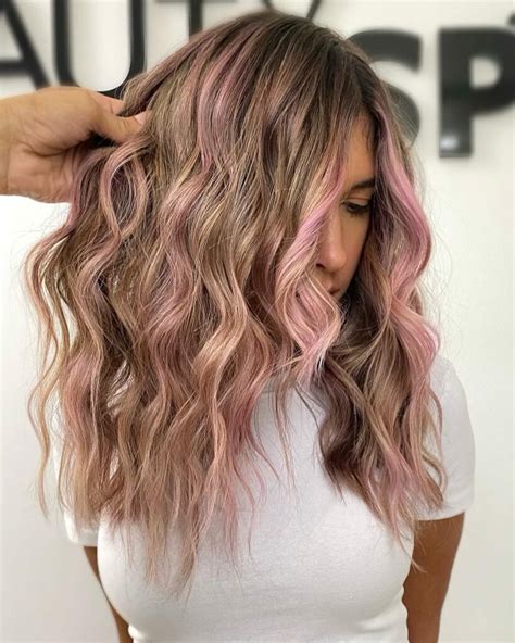 Dark Brown Hair With Light Pink Highlights