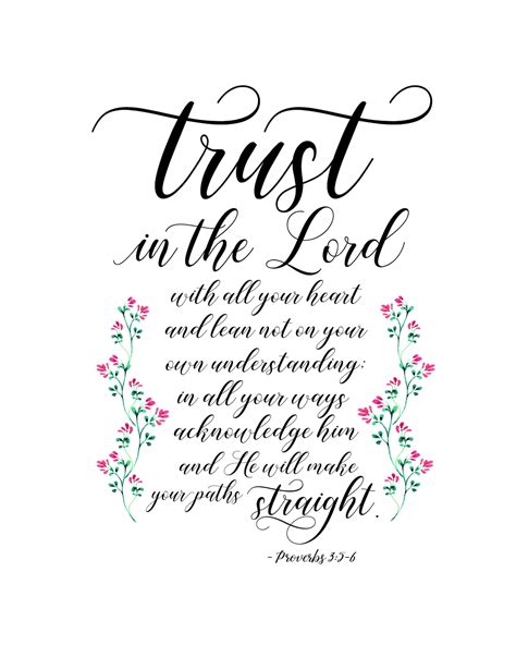 Trust In The Lord Proverbs 3 5 6 Bible Verse Printable Etsy