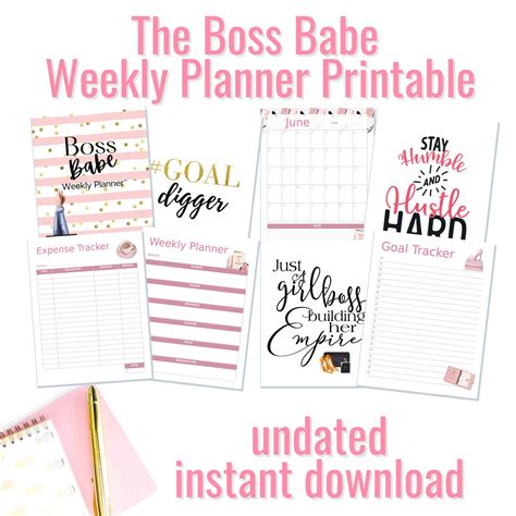 Boss Babe Planner Printable Pdf For Women Lady Boss Planner Etsy