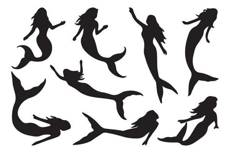 Mermaid Silhouette Vector Art, Icons, and Graphics for Free Download