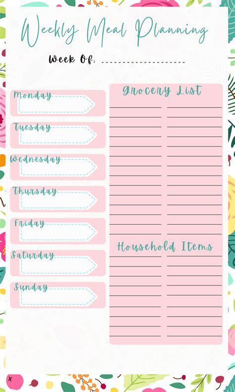 Weekly Meal Planning Instant Download — Simply Chic Style