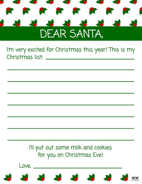 Dear Santa Letter Free Printable