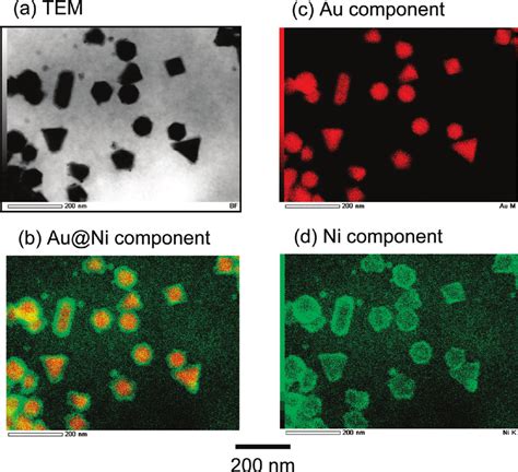 a TEM and bÀd TEMÀEDS data of Au Ni nanocrystals prepared from an