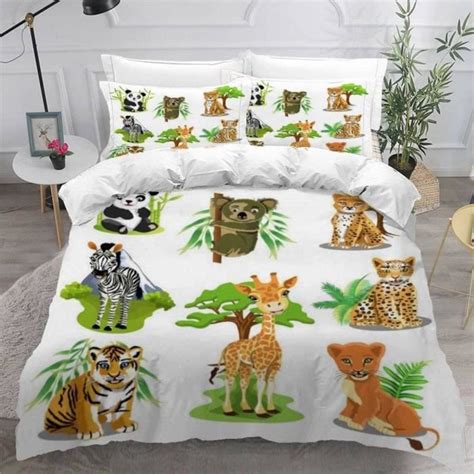 Animaux Kawaii Housse De Couette 140X200 Imprimé 3D Afrique Parure De