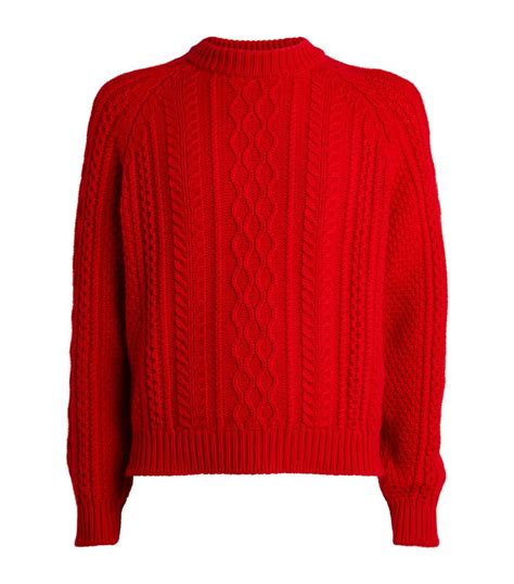 Begg X Co Red Cashmere Cable Knit Sweater Harrods Uk