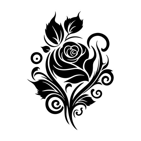 Elegant Black Rose Design On White Background For Versatile