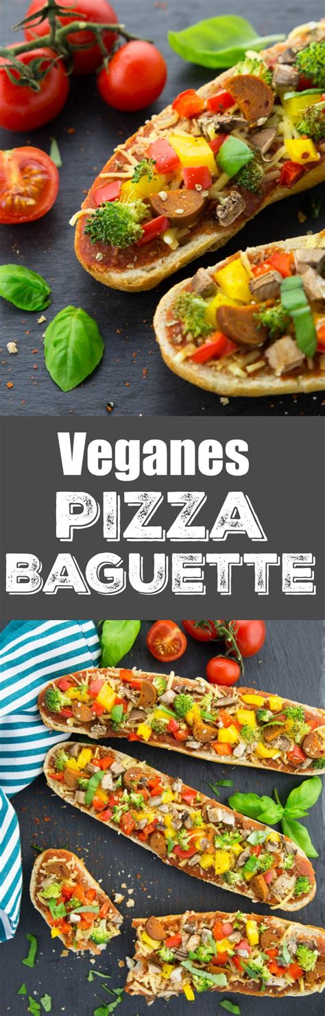 Veganes Pizza Baguette Mit Brokkoli Paprika Champignons Und Veganer