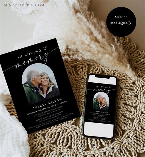 Funeral Announcement, Memorial Service Invite, Photo Funeral Evite