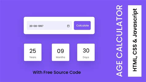 Age Calculator Html Css Javascript Project Youtube