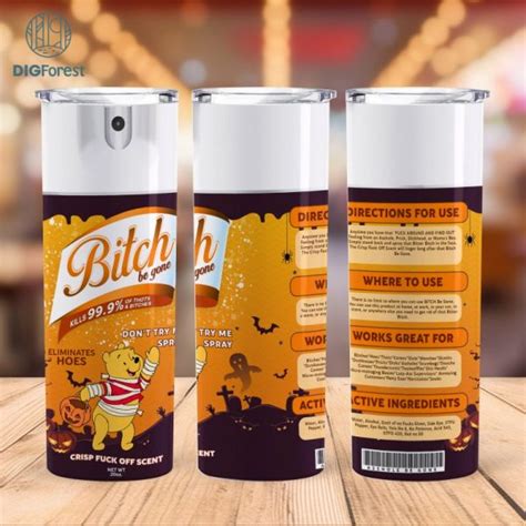 Disney Winnie The Pooh Halloween Bitch Tumbler Wrap Original Designer