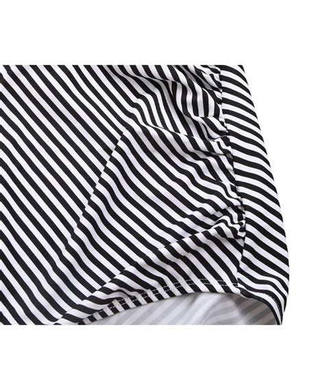 Women S Retro Falbala High Waist Bikini Set Top Bottom Swimsuit Bathing Suits Orange Strips