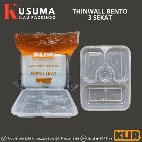 Jual Klir Thinwall Bento Sekat Sekat Star Tutup Cembung Isi Pcs