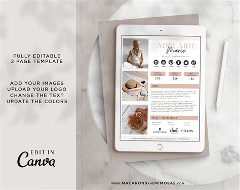 Pretty Media Kit Template • Macarons And Mimosas