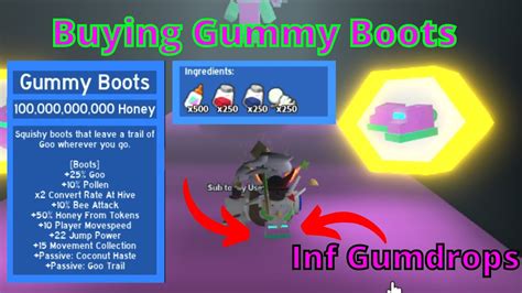 Buying Gummy Boots! + Unlimited Gumdrops! Bee Swarm Simulator - YouTube