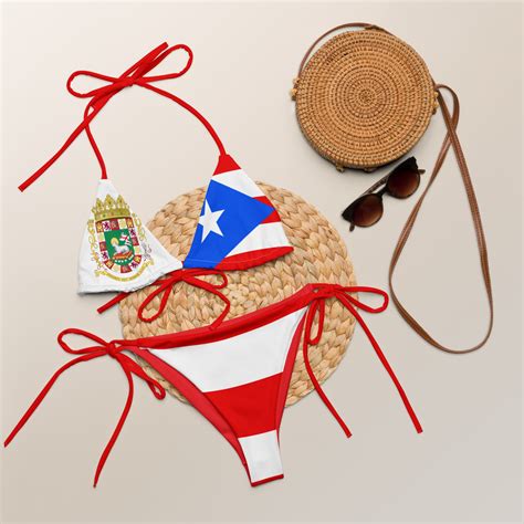 Puerto Rico String Bikini Coat Of Arms Flag Summer Swimwear Caribbean Bathing Suit PR Etsy