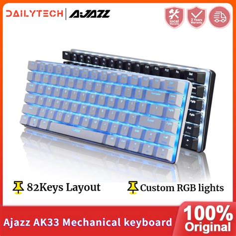 Ajazz Ak Mechanical Gaming Keyboard Black Blue Switch Keys Wired