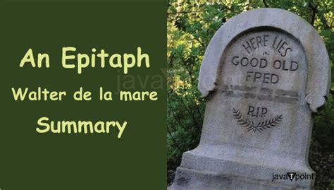 An Epitaph Summary Javatpoint