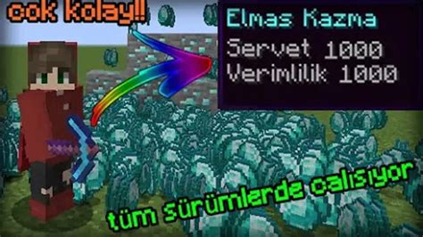 Minecraftta Dünyanın En Güçlü Kazması Verimlilik 1000 Kazma Nasıl