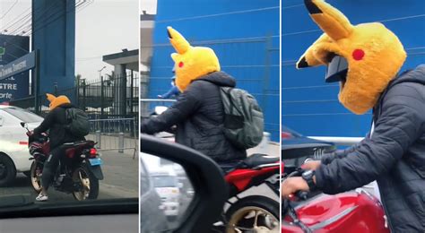 Viral Motociclista Con Casco De Pikachu Recorre Calles De Lima