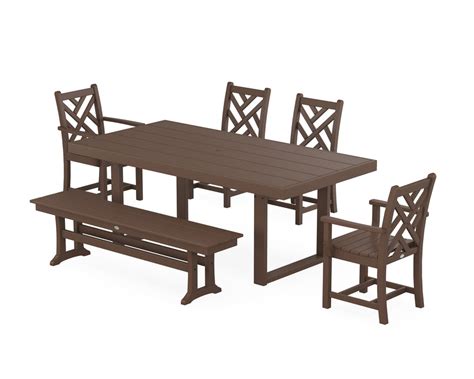 Polywood Chippendale 6 Piece Dining Set With Bench — Outdoor Rooms By Design