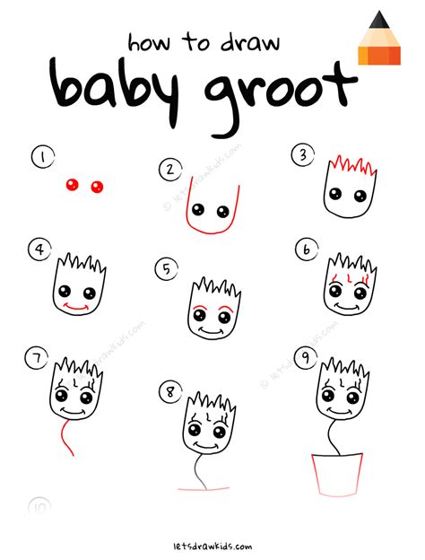 How to Draw Baby Groot | Easy Drawing Step by Step Tutorial