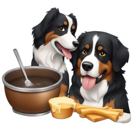 Bernese Mountain Dog Cooking Swiss Cheese Fondue Ai Emoji Generator