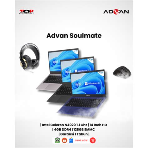 Jual Advan Soulmate Celeron N Gb Gb W Grey Abu Abu Kota