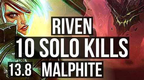 RIVEN Vs MALPH TOP 3 5M Mastery 10 Solo Kills 600 Games KR