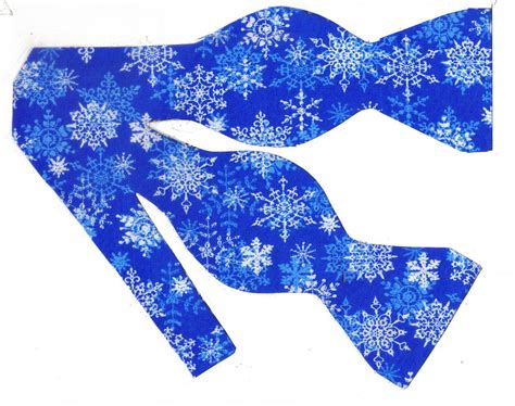 Christmas Bow Tie White Snowflakes On Blue Self Tie And Pre Tied Bow