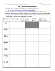 LAB AC PHET Simulation VSEPR Docx Name Period Lab Molecule