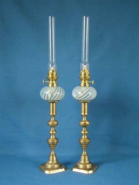 Pair Victorian Satin Glass Peg Lamps For Sale Antiques Classifieds