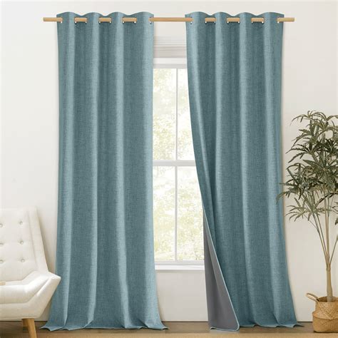 Nicetown Blackout Curtains Inches Long For Bedroom Faux Linen