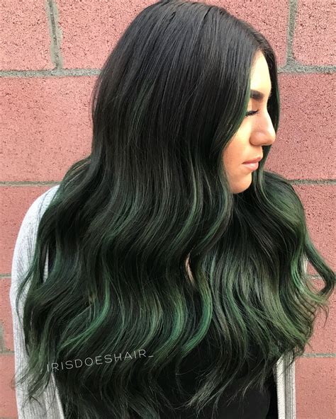 Long Green Balayage Hair Color Ombre Balayage Hair Color Balayage Hair Colour Green Ombre