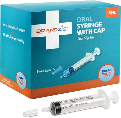 Buy 5ml Syringe With Cap 100 Pack Oral Dispenser Without Needle