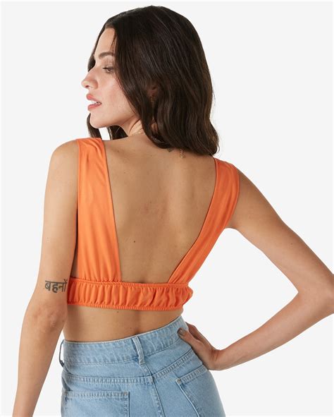 Riachuelo Top Cropped Feminino Al A Larga Viscose Laranja Pool By