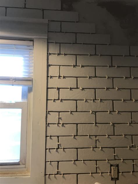 White Faux Brick Tile Backsplash Clover Lane