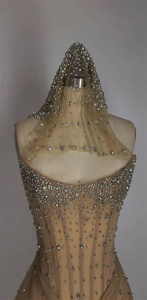 Pre Order Custom Sheer Nude Mesh Diamond Crystal Beaded Hand Embroidered Corset Gown Etsy