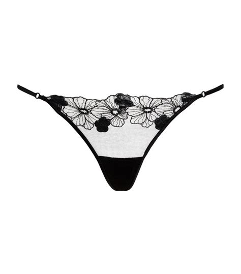 Kiki De Montparnasse Black Embroidered Violet Thong Harrods Uk