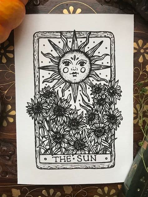 Large A5 Size The Sun Tarot Card Art Print Etsy Tarot Tattoo Tarot