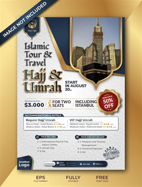 Premium Vector Hajj And Umrah Flyer Brochure In An Elegant Style In