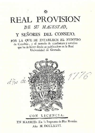 Real Provisión que aprueba el Plan de Estudios de 1776 Identidad e