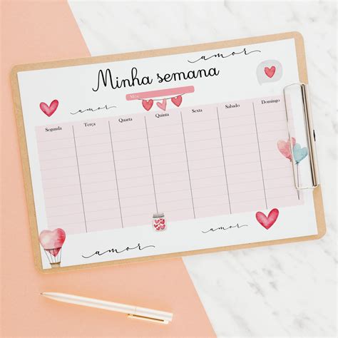 Planner De Mesa Semanal Love Elo7 Produtos Especiais