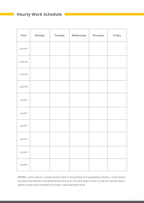 Hourly Work Schedule Template in Microsoft Word | Template.net