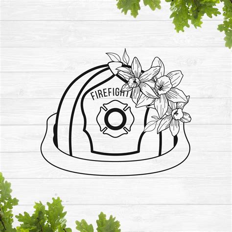 Fireman S Wife Svg Floral Fireman Hat Svg Etsy