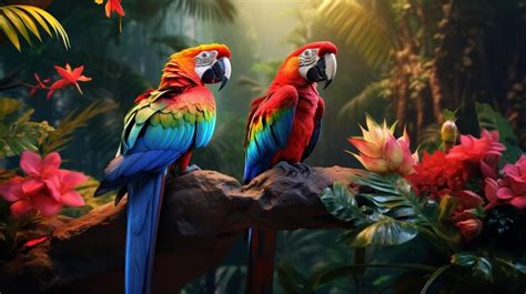 Premium AI Image | Tropical Paradise Wallpaper Exotic Birds