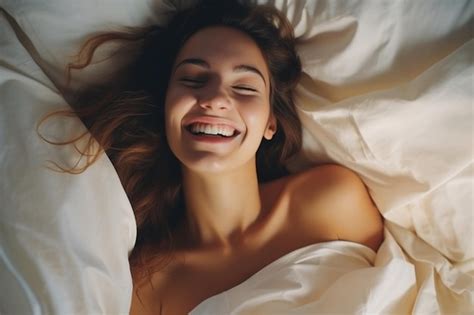 Premium AI Image Beautiful Naked Girl In Bed Moans With Pleasure Orgasm Sexual Experience
