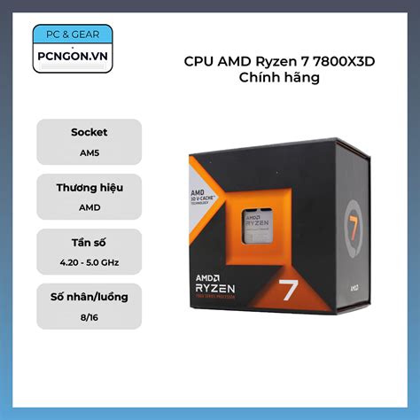 Cpu Amd Ryzen 7 5700x3d Chính Hãng 3 0ghz Turbo 4 1ghz 8 Nhân 16 Luồng Pcngon