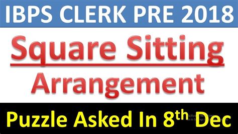 IBPS CLERK PRE 2018 Square Seating Arrangement Asked In 8th Dec Shift