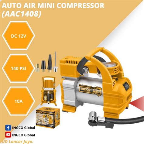 Jual Ingco Mini Kompresor AAC1408 Pompa Angin Ban Mobil Kompresor